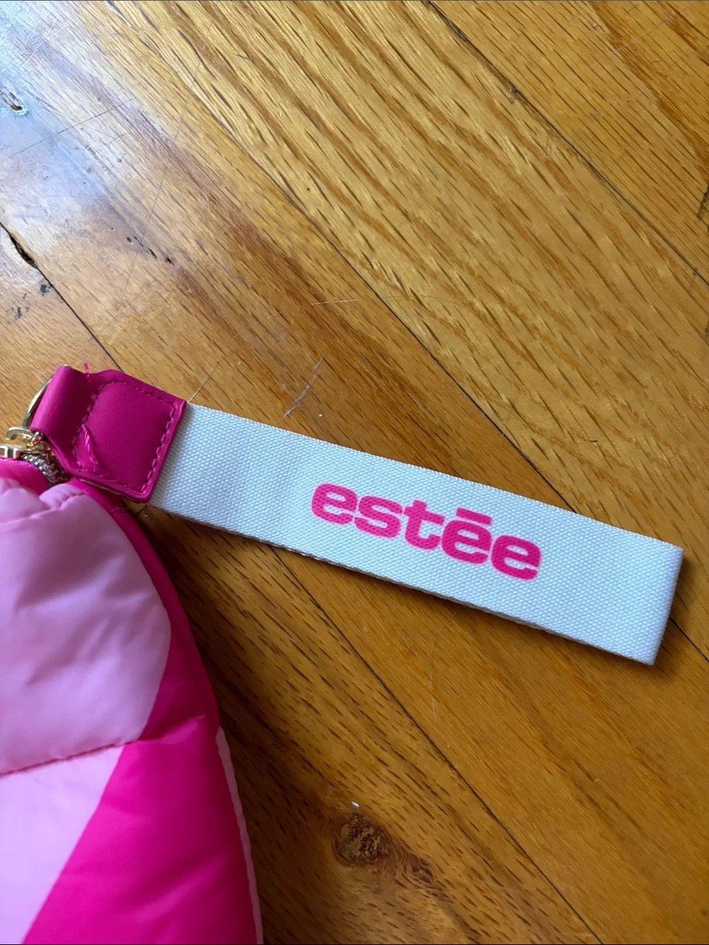 Estee Lauder Quilted Stripe Cosmetic Pouch Pink NWT